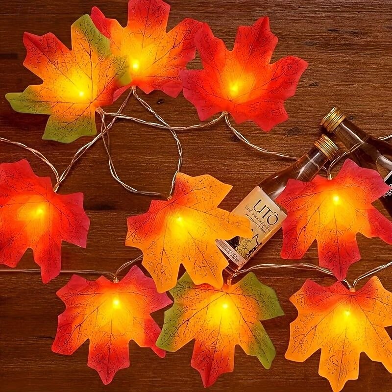 Thanksgiving Maple Leaf LED String Lights 10/20/40LED Battery Powered Home Wedding Party Garden Balcony Fence Porch Decoration3