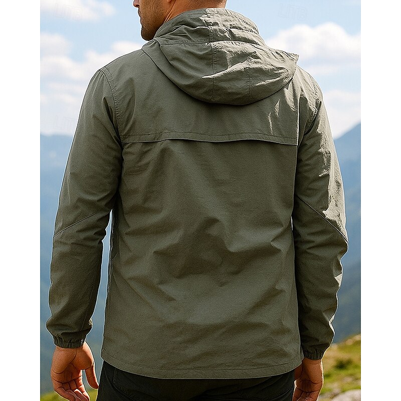 Men's Windbreaker Softshell Jacket Hardshell Jacket Outdoor Waterproof Windproof Hiking Outfits Hiking Clothes Spring Autumn / Fall Top Camping / Hiking / Caving Running Solid Color Black Green Khaki2