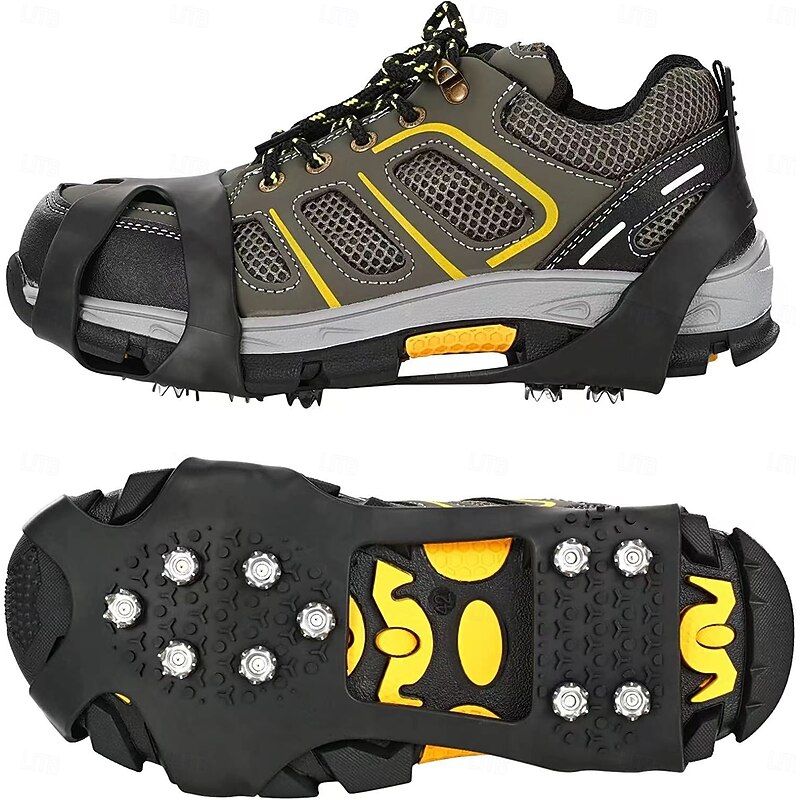 Winter Non-Slip Rubber Shoe Spikes, 10-Crampon Traction for Snow and Ice, Easy Installation, Black - Ideal for Outdoor Safety2