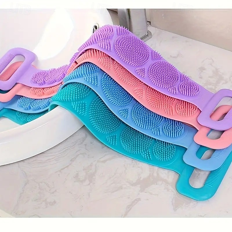 4 Pack Silicone Body Scrubber Belt – Exfoliating Shower Back Scrubber for Men & Women, Deep Cleansing Silicone Bath Towels for Removing Dirt & Dead Skin2