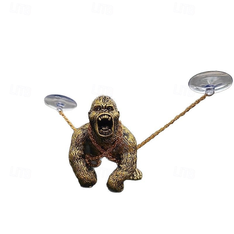 Resin Gorilla Car Dashboard Decor, Powerful Bound Ape Figurine, Bold and Fierce Resin Gorilla Statue, Artistic Animal Sculpture for Home or Office Display3