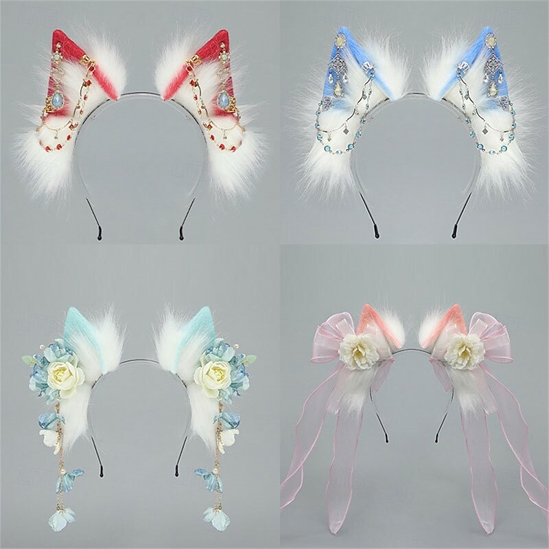 Handmade Fox and Wolf Ears Headband – Lolita Style Cosplay Accessories for Hanfu, Ancient Chinese Costume, KC, and Convention Role Play4