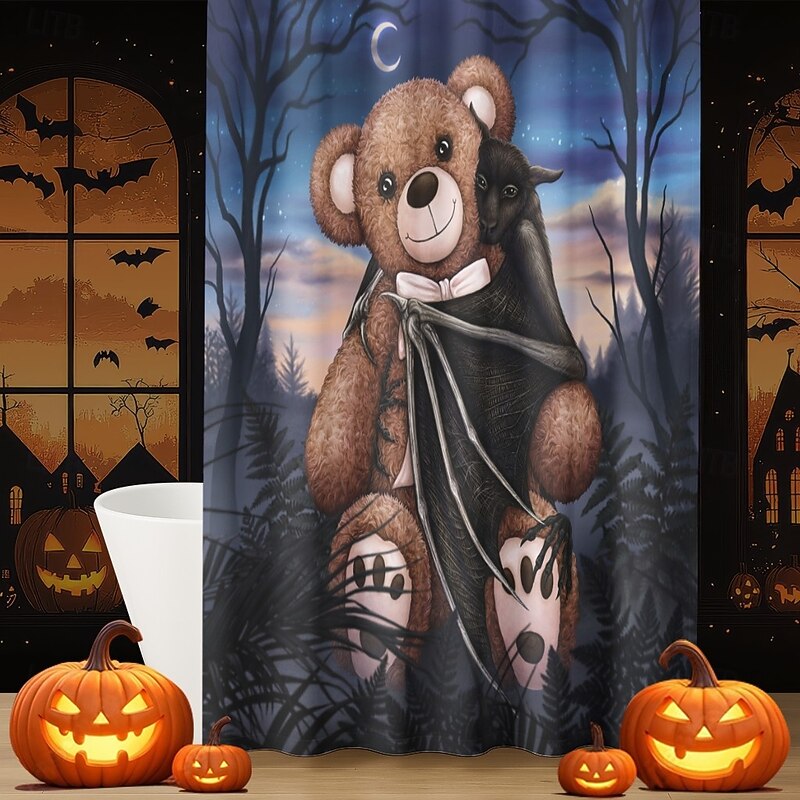 Bedtime and Moonlight Companions by Sarah Richter Halloween ShowerCurtain with Hooks Polyester Washable Waterproof Pattern Bathroom Bathtub Decor4