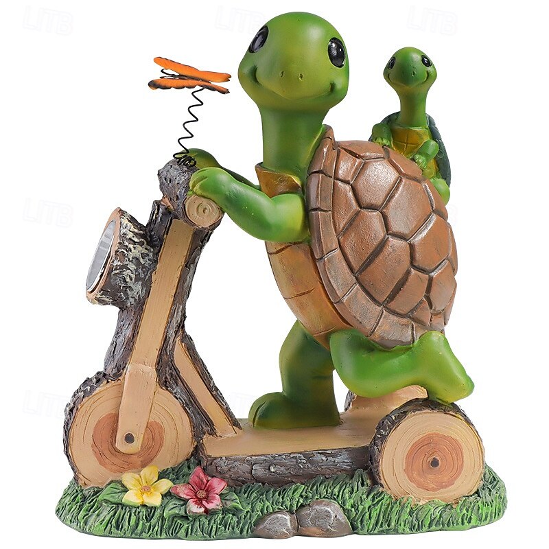 1 Pc Outdoor Solar Turtle Mother and Child Cycling Decorative Light Courtyard Garden Path Lawn Terrace Ornament Light Landscape Observation Light3