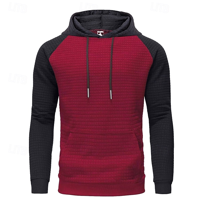 Men's Hoodie Apricot Black Wine Light Grey Dark Gray Hooded Plain Patchwork Sports & Outdoor Casual Daily Streetwear Cool Designer Spring &  Fall Clothing Apparel Hoodies Sweatshirts2