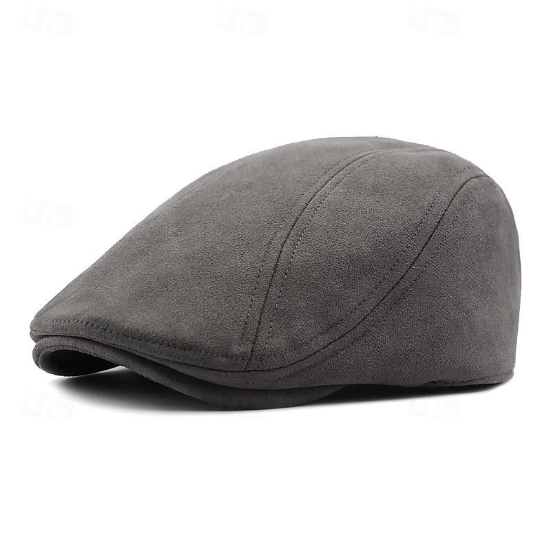 Men's Ascot Hat Newsboy Hat Black Wine Faux Suede Fashion Casual Street Daily Plain Adjustable Sunscreen Breathable4