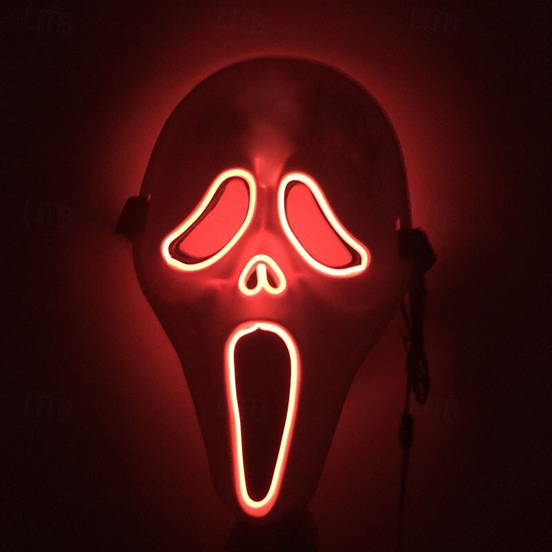 Ghostface Halloween Mask LED Mask Scream Horror Scary Glow in the Dark Led Light Up Full Face Adults' Men's Women's Unisex Halloween Carnival Performance Party Masquerade Easy Halloween Costumes2