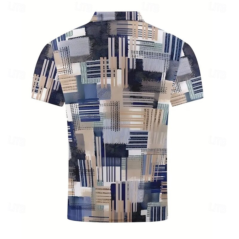 Men's Color Block Polo Short Sleeve Polo Shirts Collared Shirts Casual Athleisure Buttons Summer Navy Blue Blue Purple2