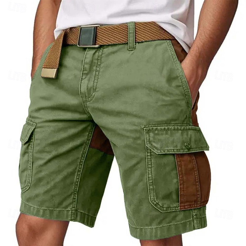 Men's Cargo Shorts Outdoor Shorts Casual Shorts Hiking Shorts Patchwork Multi Pocket Straight Leg Color Block Wearable Moisture Wicking Knee Length Outdoor Casual Daily Fashion Classic Style Black2