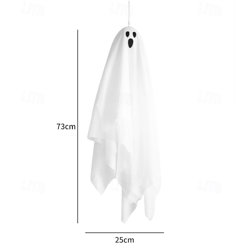 1 Pc Halloween Horror Courtyard Decoration Touch Luminous Sound Electric Ghost Pendant White Small Hanging Ghost Decoration Prop4