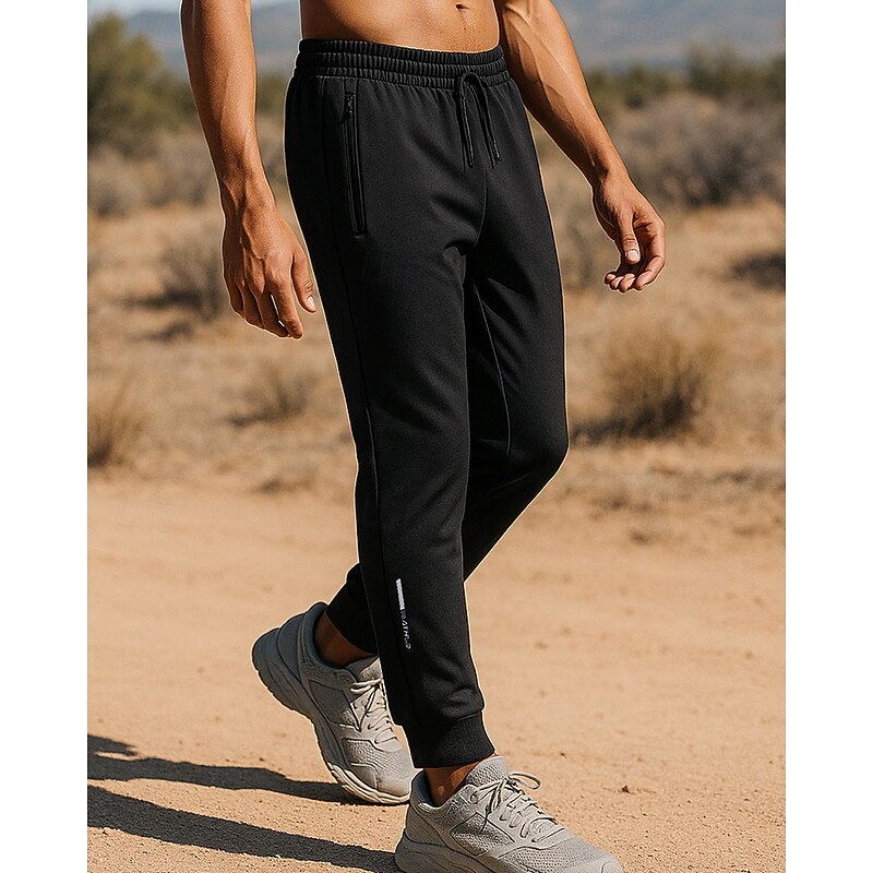 Men's Running Pants Sports Trousers Fleece Sweatpants Pocket Drawstring Bottoms Athleisure Gym Workout Cotton Windproof Warm Moisture Wicking Fishing Hiking Running Regular Fit Sportswear Activewear3