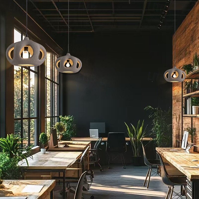 Polystyrene Pendant Light, Vintage Nature Inspired 1 Light LED, 25cm Height, Warm White/White Light, E26 E27, Adjustable Chain2