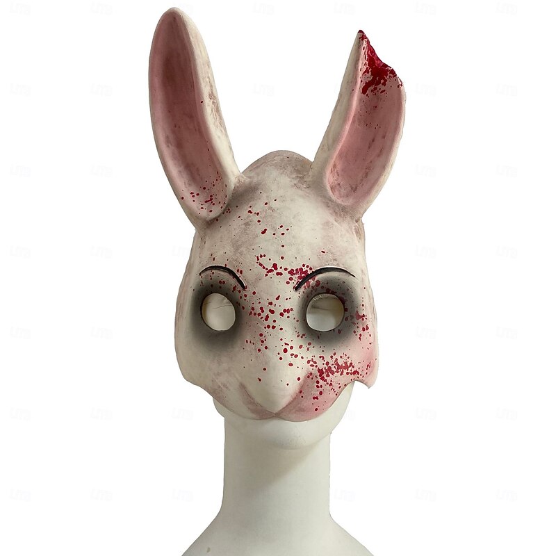 Halloween Bloody Bunny Mask for Adults, Realistic Scary Costumes Latex Face Mask, Creepy Full Head Rabbit Mask for Haunted House, Cosplay, and Party Decor3