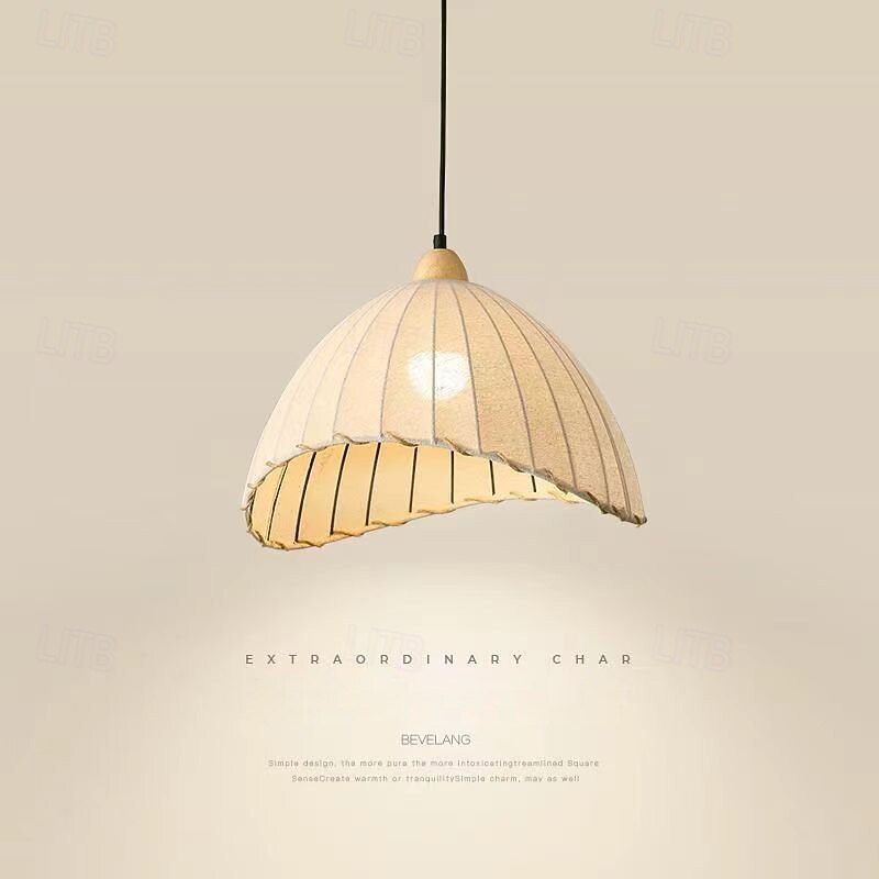 Country Nature Inspired Pendant Light, Fabric Material, 20cm Height, Warm White/White Light, E26 E27, Adjustable Chain