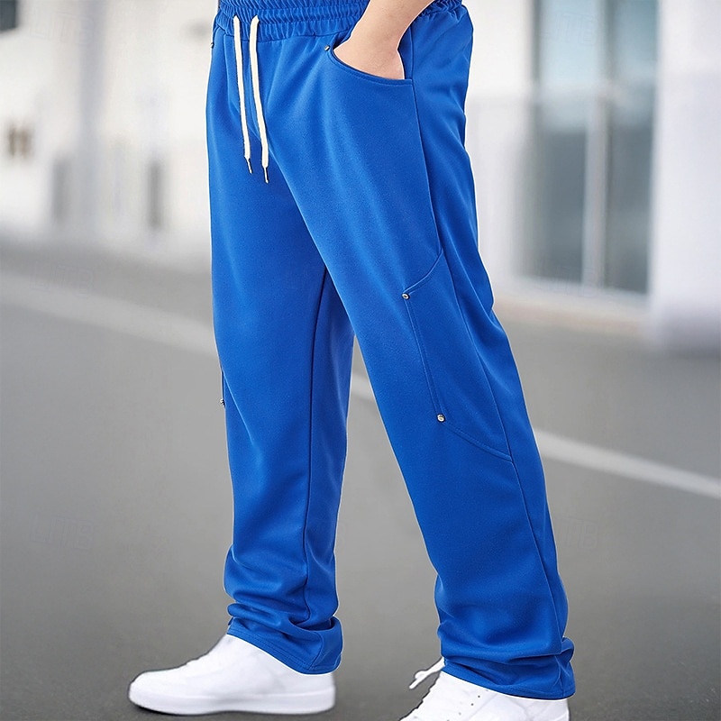 Men's Sweatpants Joggers Trousers Casual Pants Running Pants Drawstring Elastic Waist Straight Leg Plain Comfort Full Length Outdoor Casual Daily Sports Fashion Black White - Main Image