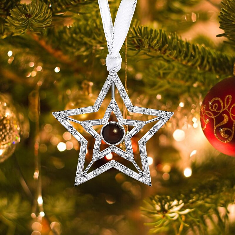 Personalized Christmas Photo Star Projection Ornament Custom Picture Memorial Gift Charm Xmas Tree Hanging Decor, Christmas Gift for Her/Him/Family4