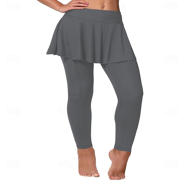 Women's Plus Size Slacks Leggings Cozy Leggings Tights Athletic Full Length Natural Plain Side Pockets 2 in 1 Comfy Butt Lift Tummy Control Yoga Casual Daily Dark Gray Black Burgundy Dark Navy Spring2