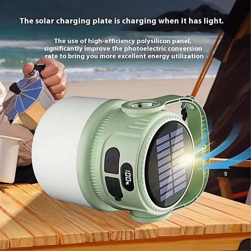 LED Camping Lanterns Solar Charging Solar Bulb Light USB Charging Camping Tent Flashlight Bulb Night Lamp 6 Lighting Modes  1PC2