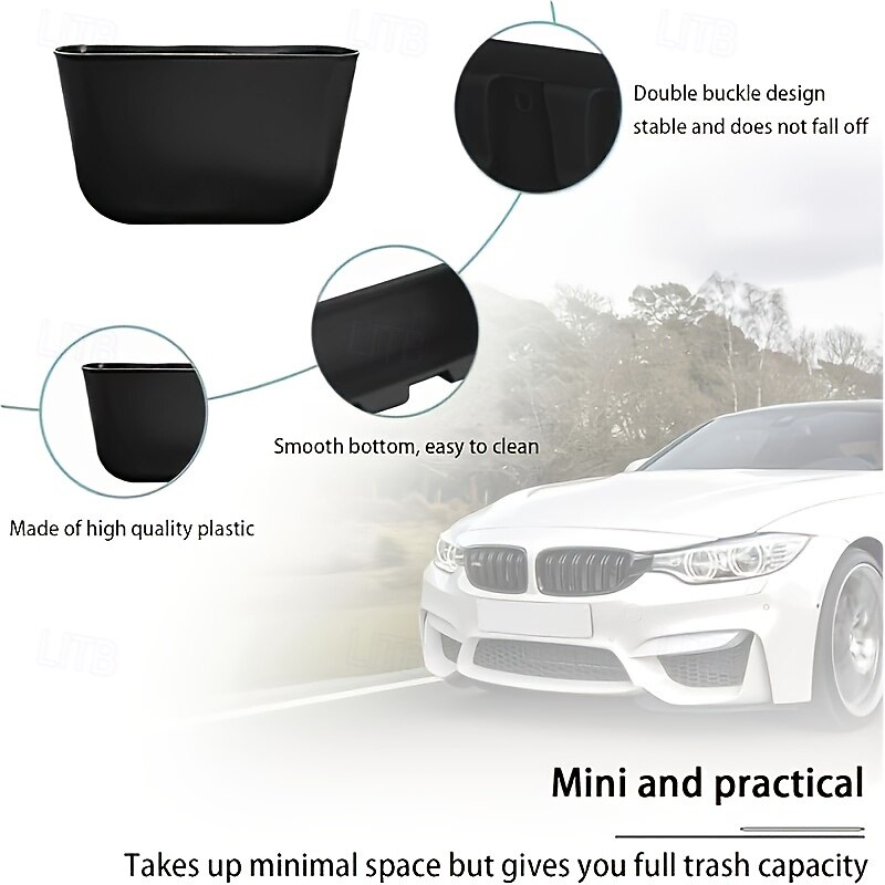 1pc Mini Car Door Hanging Trash Can - Durable Plastic Space-Saving Design for Easy Access Ideal for Car Storage and Organization Car Accessories3