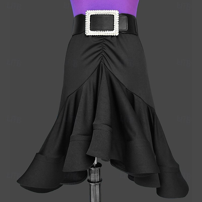Latin Dance Skirts Pure Color Splicing Women's Performance Training High Spandex2