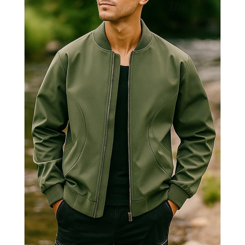 Men's Windbreaker Hiking Jacket rain coat Outdoor Waterproof Windproof Lightweight Hiking Outfits Hiking Clothes Spring Autumn / Fall Top Camping / Hiking / Caving Running Black Green Khaki - Main Image