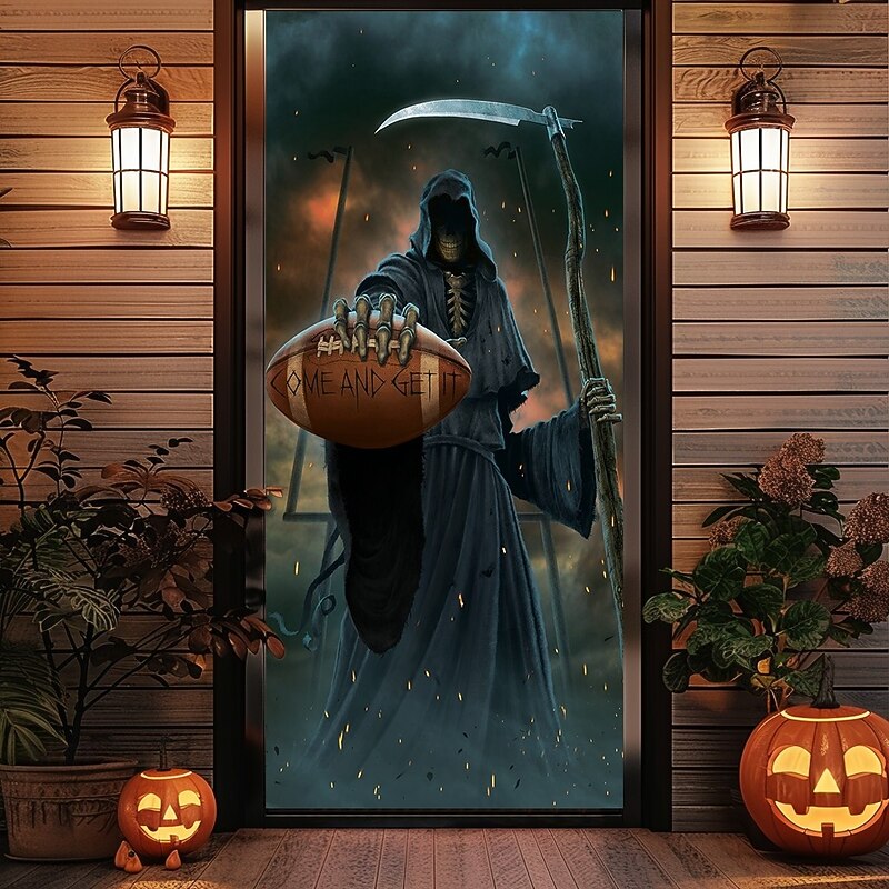 Halloween Door Covers Come and get it by Vincent Hie Door Tapestry Door Curtain Decoration Backdrop Door Banner for Front Door Farmhouse Holiday Party Indoor Outdoor Decor Supplies3
