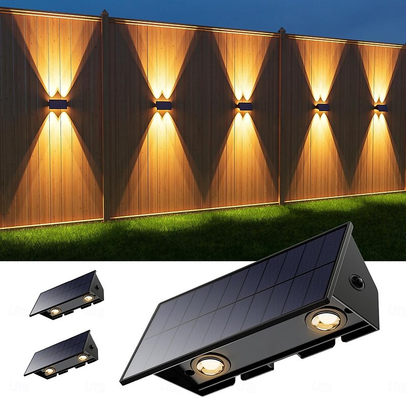 1PC 2PCS Solar Wall Lights OutdoorCordlessWaterproof IP65 Up and Down Lamp Bright Wall Sconce Deck Light for Exterior Wall Garage Garden Yard Patio Caf Bar3