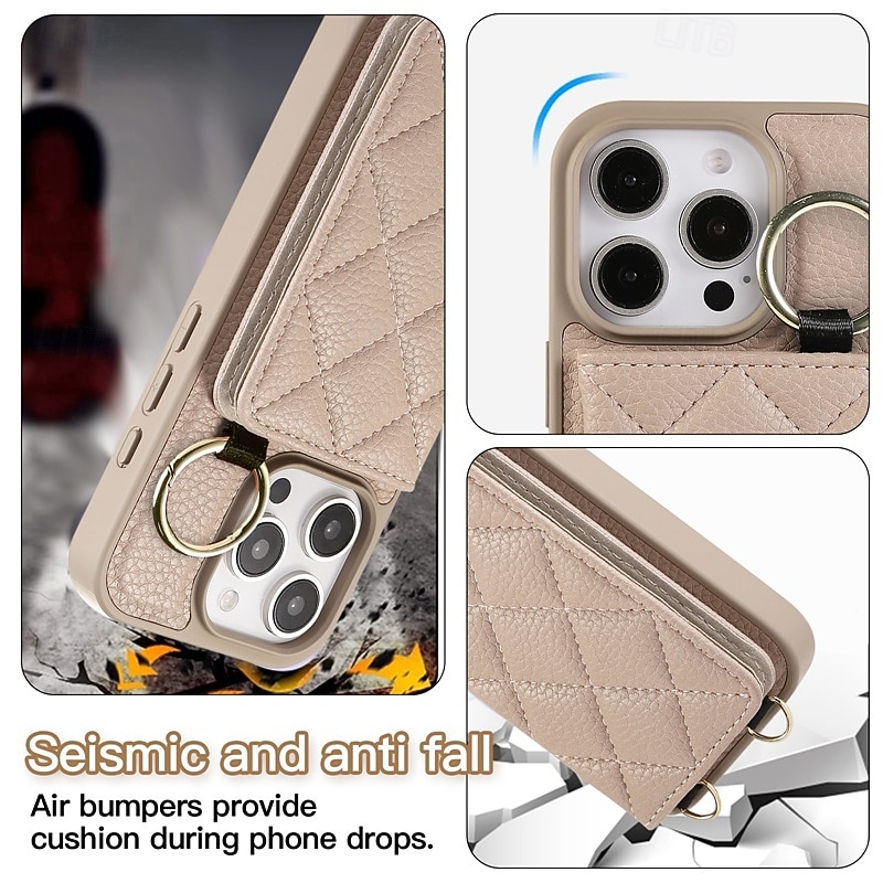 Phone Case For iPhone 16 15 14 Pro Max Plus 16e 13 Pro Max Wallet Case Zipper with Lanyard Kickstand Retro TPU PU Leather2