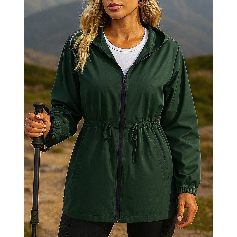 Women's Outdoor Jacket Hiking Jacket rain coat Outdoor Waterproof Windproof Hiking Outfits Hiking Clothes Spring Autumn / Fall Top Camping / Hiking / Caving Running Green