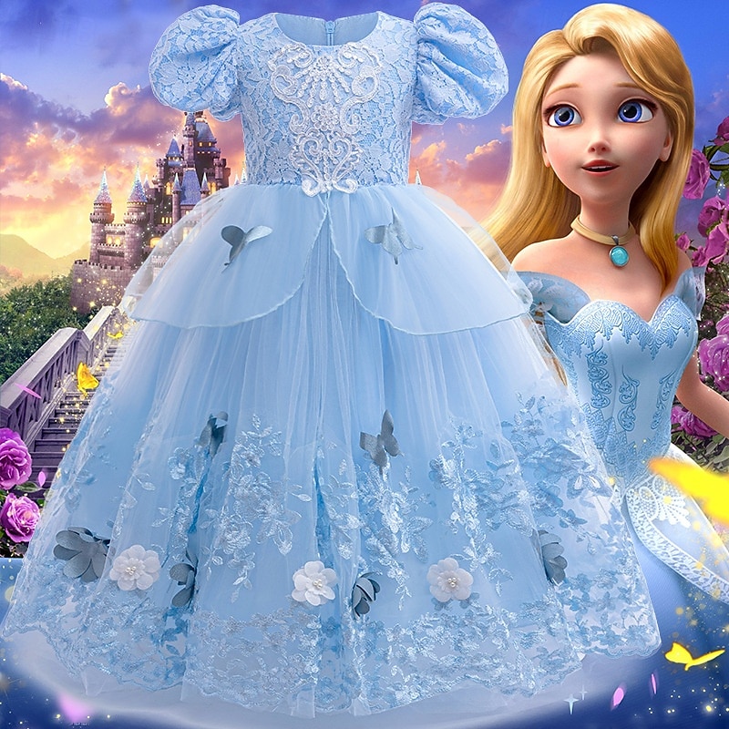 Fairy Tale Princess Cinderella Dress Flower Girl Dress Storybook Characters Cosplay Movie Cosplay for Girls' Kid's Halloween Carnival World Book Day Performance Educational Dress Up School Event