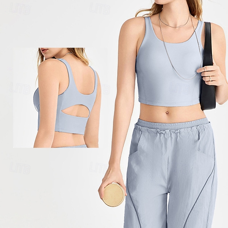 Women's Yoga Bra Medium Support Backness Sleeveless Sports Solid Color Top For Gym Athletic Pilates Activewear2