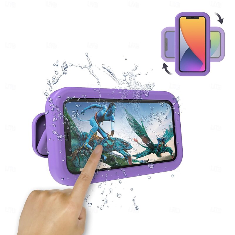 360 Rotatable Retractable Adjustable Shower Phone Case HolderAnti-fog HD & sensitive screen Wall Mounted Phone Holder for Bathroom Mirror Bathtub KitchenShower Accessories for 4-7 Phones