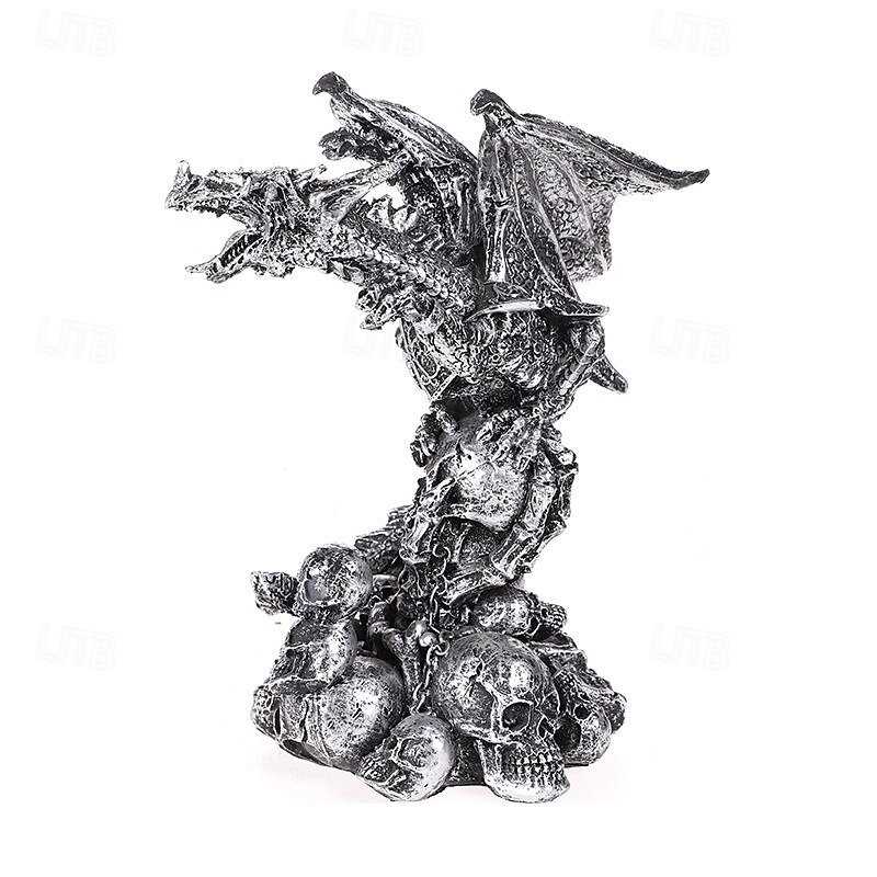 Halloween Resin Figurine Skeleton Magic Dragon Statue Gothic Resin Craft Decoration for Home Garden Spooky Fantasy Ornament Haunted House Holiday Party Display Accessory4