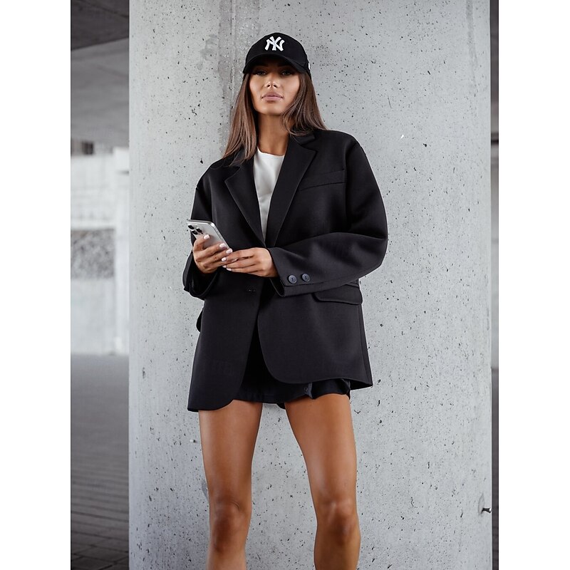 Women's Blazer Formal Patchwork Solid Color Casual / Daily Elegant Regular Fit Outerwear Long Sleeve Fall Maroon S2