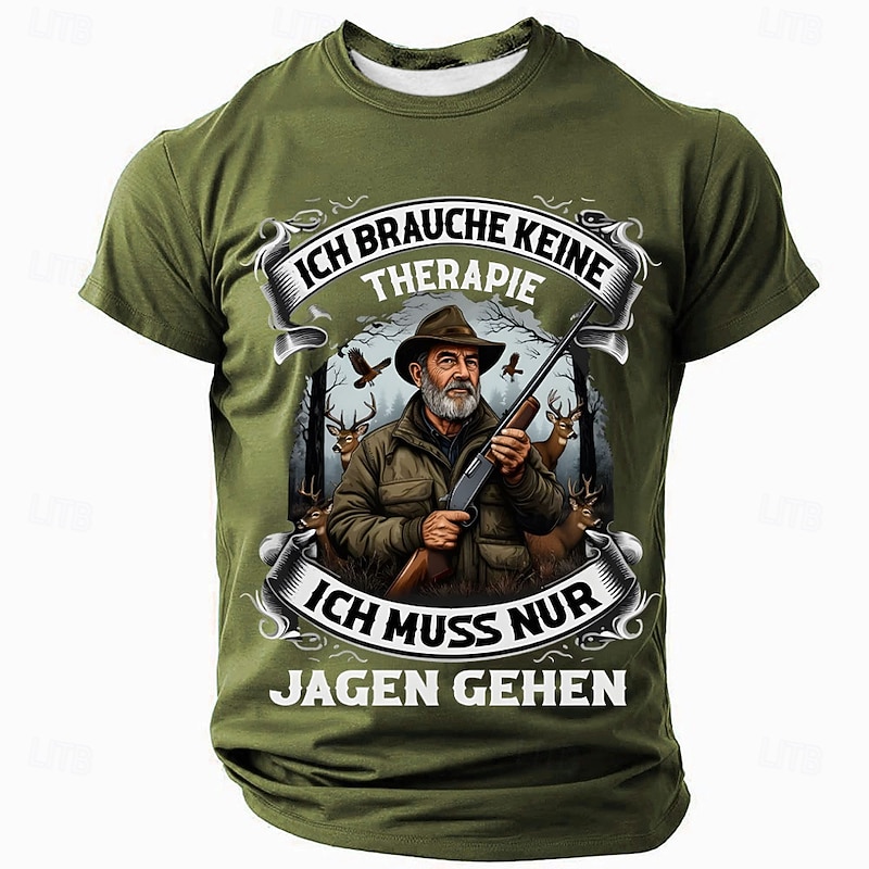 Men's Hunting German T Shirt Short Sleeve T shirt 3D Print Crew Neck Round Neck Shirt Fashion Daily Basic Street Casual Daily Black Blue Green Summer Spring All Seasons Clothing Apparel S M L XL XXL3