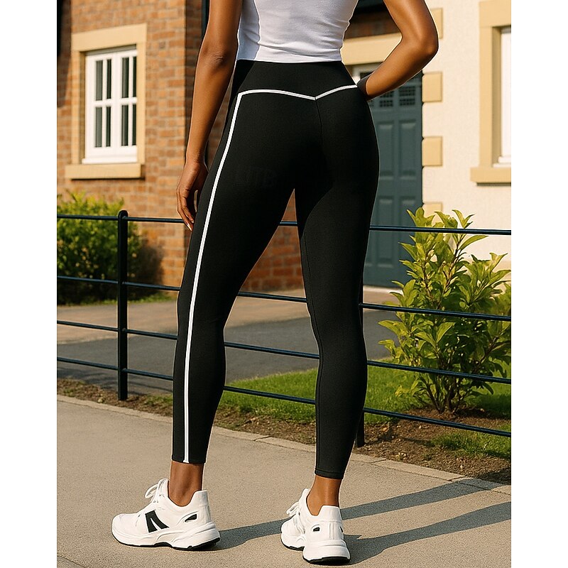 Women's Running Pants Cropped Leggings High Waist Bottoms Athleisure Gym Workout Quick Dry Tummy Control Workout Athletic Running Tight Fit Sportswear Activewear Solid Colored Black Wine Blue2