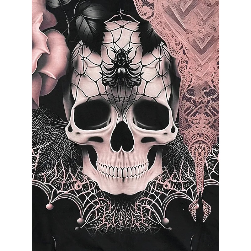 Halloween Women's Hooded Sweatshirt Jacket Long Sleeve Zip Up Hoodie With Pocket Lightweight Casual Micro-elastic Oversized Skulls Graphic Active Vintage Sports Zip Up Drawstring Black Spring Fall2