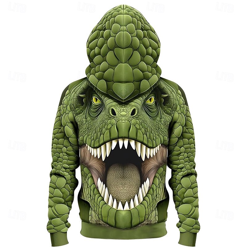 Men's Animal Dog Hoodies Sweatshirt Cool Party Long Sleeve Crew Neck Club Streetwear White Green Drawstring Graphic Fall Winter Designer4