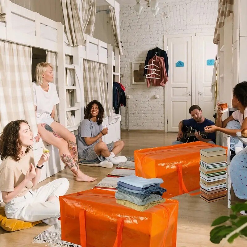 2-Pack Large Moving Bags with Side Handles and Label Pocket, Durable Storage Totes for Clothes, College Dorm, Travel, Underbed Storage and Moving Essentials, 6 Styles Available2