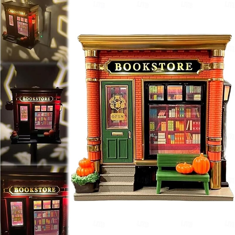 Micro Night Light Bookstore Mini Bookstore Plug-in Fragrance Diffuser & Projector 3D Mini Warm LED Lamp with Book-Themed Projection for Book Lovers Gifts