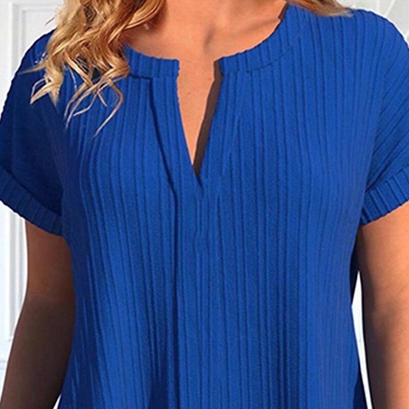 Women's T Shirt Tee Top Plain Fashion Modern Short Sleeve V Neck Regular Tops Daily Going out Blue Summer2