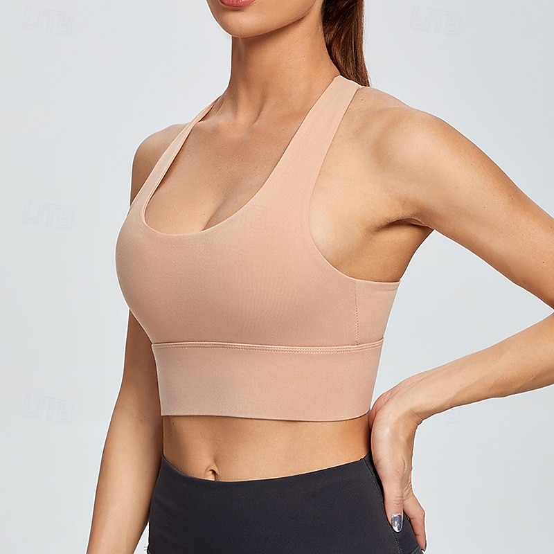 Women's Sports Bra Underwear High Supports Breathable Wireless Padded Solid / Plain Color Sport Activewear Wine Red Black Gym Fitness Yoga3