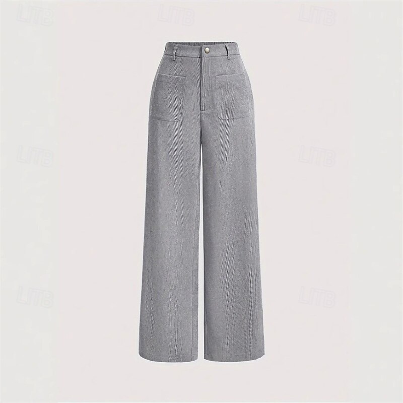 Women's Wide Leg Pants Trousers Palazzo Pants Fashion Streetwear Full Length High Waist Plain Pocket Breathability Comfortable Street Daily Wear Going out White Brown Green Gray Summer Spring Regular3