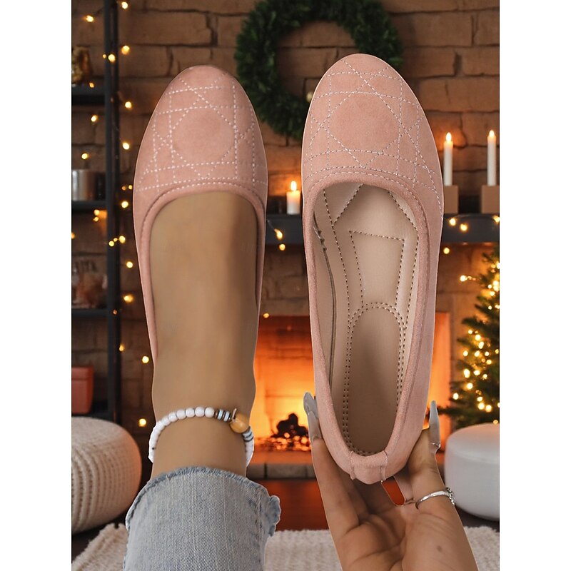 Women's Faux Suede Ballet Flats – Soft Slip-On Casual Shoes for Garden Strolls, Office Wear and Weekend Shopping
