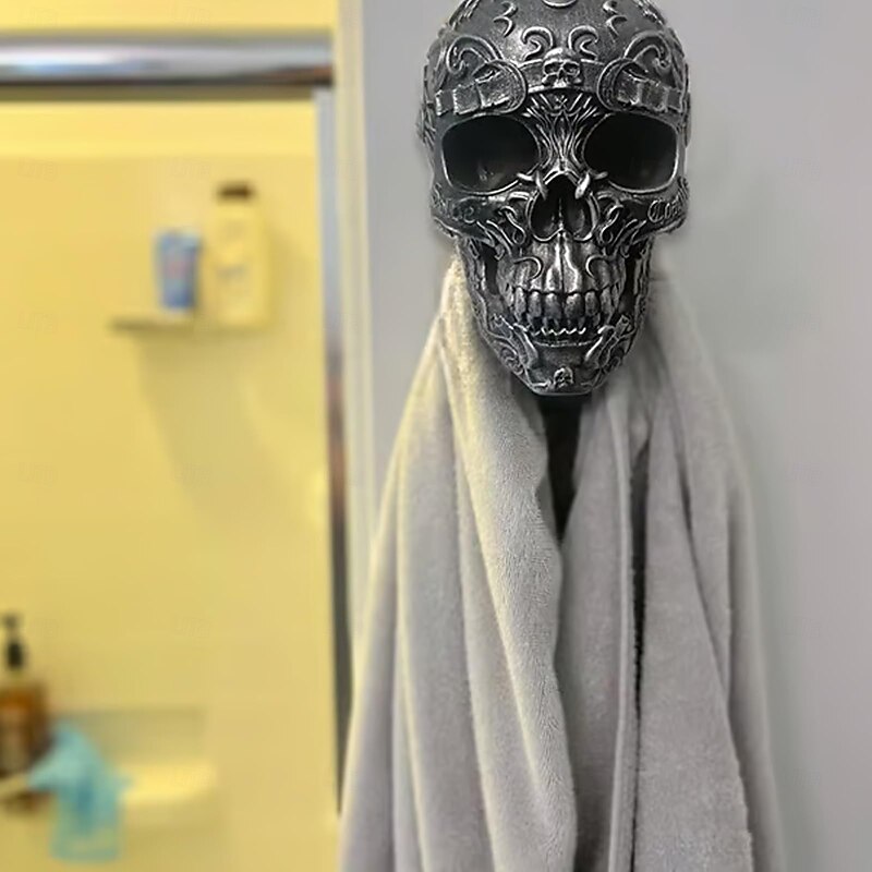 Motorcycle Helmet Skull Holder,Helmet Storage Rack Wall Mount Hat Rack Skull Helmet Rack, Resin Crafts, for Coats, Caps, Baseballs and Rugby Helmet4