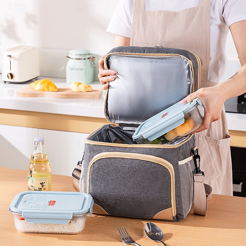 Lunch Bag for Women and Men for Back to School Office Picnic Hiking Beach Thickened Insulated Tote Outdoor Wet and Dry Use Crossbody Picnic Cooler Bag Waterproof Double Layer Lunch Box Carrier4