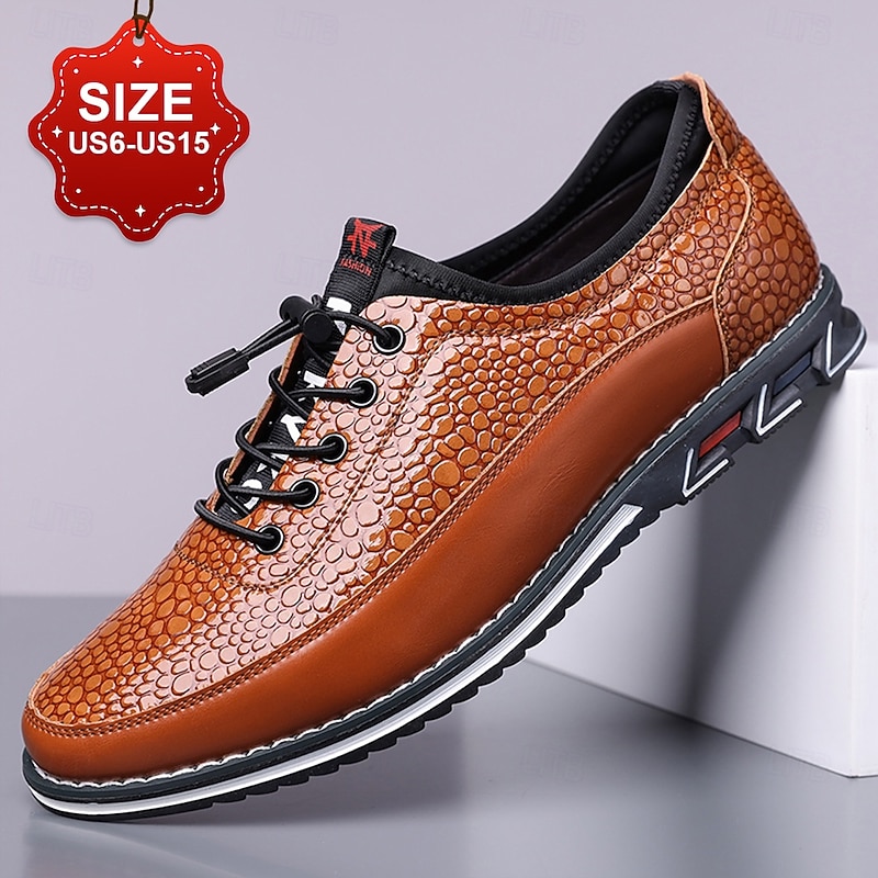 Men's Textured Faux Leather Casual Sneakers – Lightweight Lace-up Shoes for Daily Walking, Travel and Weekend Street Style