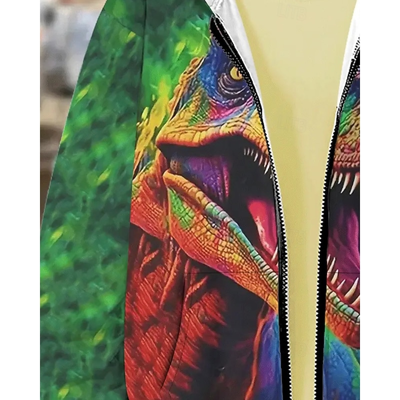 Boys' 3D Dinosaur Hoodie Coat Outerwear Long Sleeve Spring Fall Cool Sport Kids 4-12 Years Zip Street Daily Regular Fit3