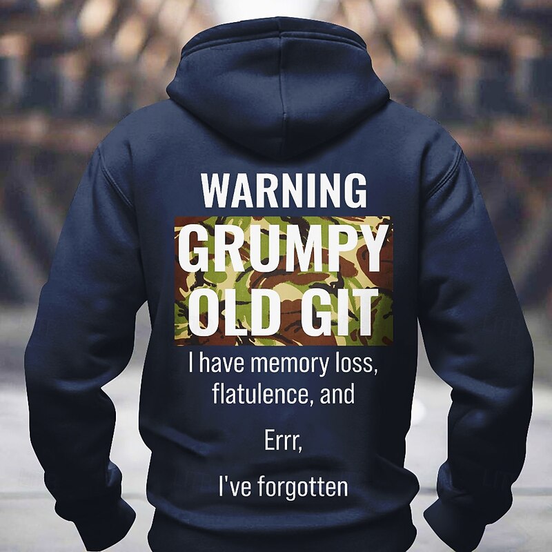 Men's Funny Hoodie - Warning Grumpy Old Git Memory Loss Joke Graphic Pullover3
