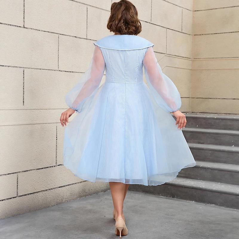 Retro Vintage 1950s Rockabilly Midi A Line Dress Flare Dress Plus Size Striped A-Line Fancy Dress Women's Vacation Homecoming Party & Evening Adults Dress Fall Spring & Summer2